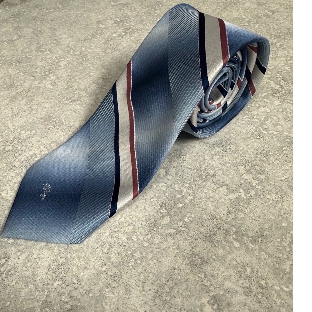 Allyn St. George Mens Tie‎ Striped Classic Designer Necktie Blue